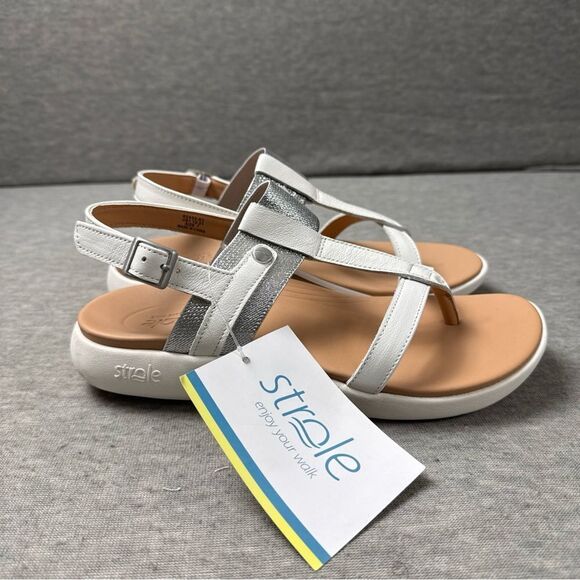 NWT Strole Breeze Women's White Sandals with Orthotic Arch Support Size 7 - Picture 1 of 7